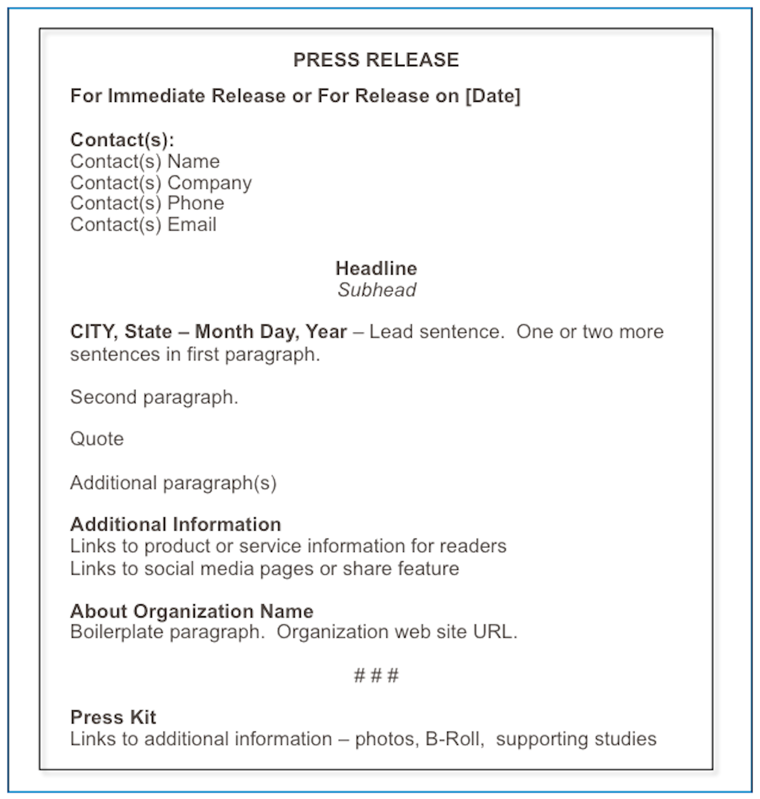 Press Release Format, Instructions & Easy To Use Template